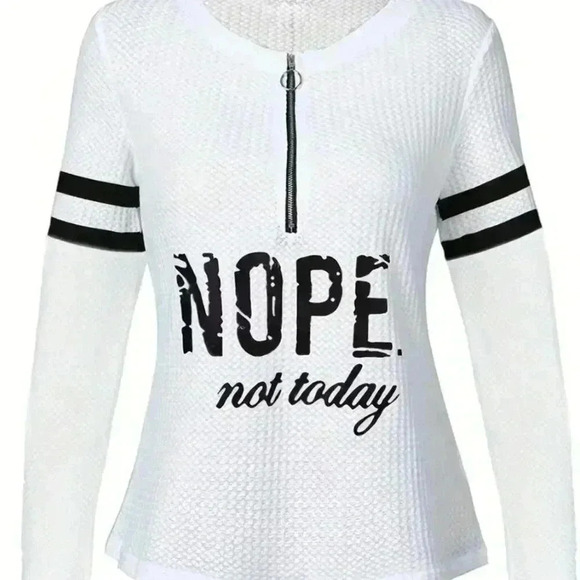 COPY - Letter Print Zip Front Shirt - Picture 2 of 4